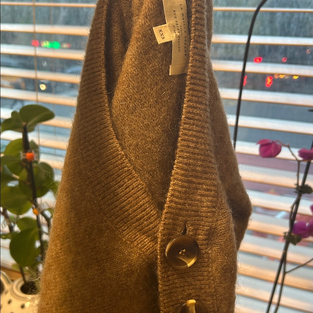 Sezane Tan Button-Detail Crew Neck Sweater - Picture 15 of 15
